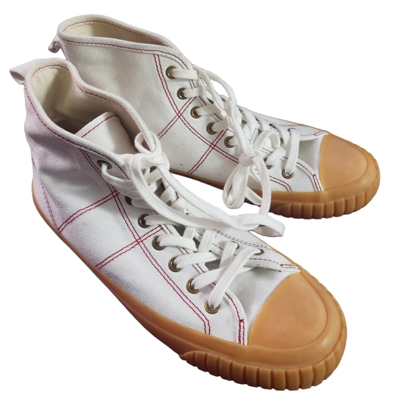 J. Crew Baseball High Top Sneakers Sz 7 (1"  Sole) - Picture 2 of 4